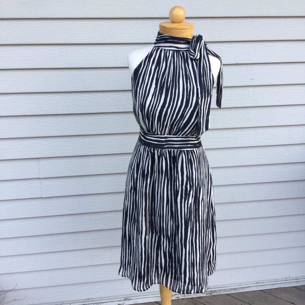 Banana Republic Striped Halter Tie Neck Dress sz 0